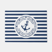 航海のいかりコンストライプのパスボート名 ドアマット (正面)