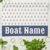 航海のいかりコーストストライプレービーブルークリーム キッチンタオル (折り畳み)