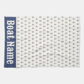 航海のいかりコーストストライプレービーブルークリーム キッチンタオル (横)