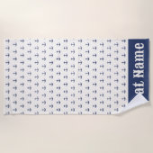 航海のいかりコーストストライプレービーブルークリーム ビーチタオル (正面)