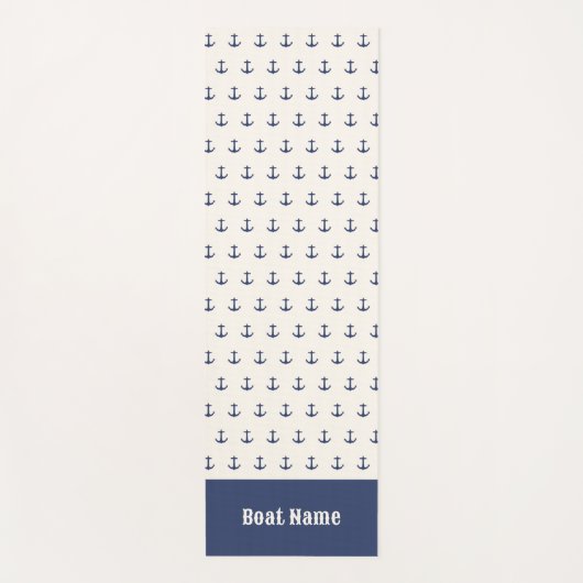 航海のいかりコーストストライプレービーブルークリーム ヨガマット (正面)