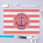 航海のいかりコーラルパーソナライズされた誕生日 薄葉紙 (クラフト)