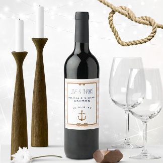 航海のいかりコーラル&ホワイトイベント結婚ズ🍷⚓️ ワインラベル