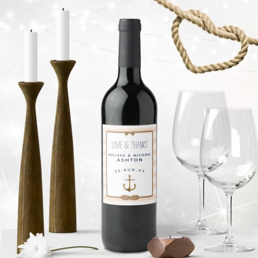 航海のいかりコーラル&ホワイトイベント結婚ズ🍷⚓️ ワインラベル