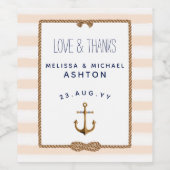 航海のいかりコーラル&ホワイトイベント結婚ズ🍷⚓️ ワインラベル (シングルラベル)