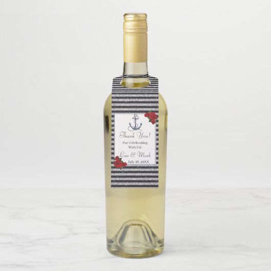 航海のいかりシルバーブストライプラック結婚ズ ボトルネックタグ (ボトル)