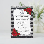 航海のいかりシルバーブストライプラック結婚ズ 出欠カード (スタンド正面)