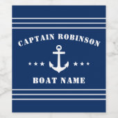 航海のいかりスターズキャプテンネームとボートネイビー ワインラベル (シングルラベル)