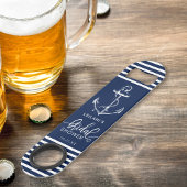 航海のいかりストライプブライダルシャワーネイビーブルー スピード栓抜き