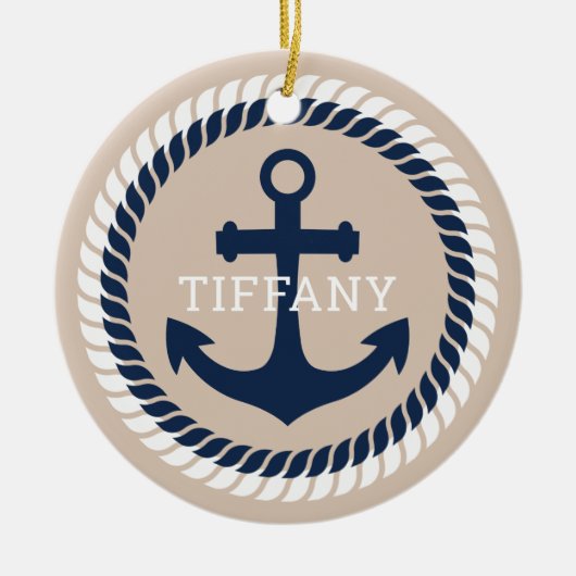 航海のいかりセパーソナライズされたラミックオーナメント セラミックオーナメント (正面)