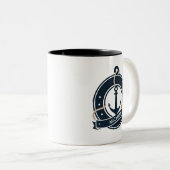 航海のいかりセーラーパーソナライズされたー ツートーンマグカップ (正面右)