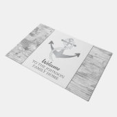 航海のいかりセーリングファミリーネームグレーウェルカム ドアマット (アングル)