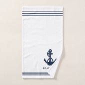 航海のいかりセーリングボートネームカスタムスワッグ バスタオルセット (ハンドタオル)