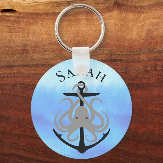航海のいかりタコパーソナライズされたキーチェーン キーホルダー (裏面)