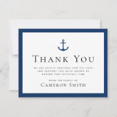 航海のいかりダーク縁どブル葬儀悔やみや弔慰 サンキューカード (正面)