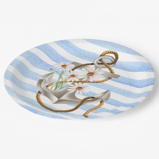 航海のいかりデイジー ペーパープレート (アングル)