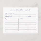 航海のいかりネイビストライプーブライダルシャワーレシピ インビテーションポストカード (裏面)