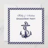 航海のいかりネイビストライプー診断婚約 招待状 (正面)