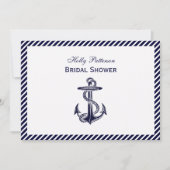 航海のいかりネイビーストライプディグブライダルシャワー 招待状 (正面)