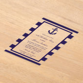 航海のいかりネイビーストライプビーチバースデーパーティー アクリル招待状 (レイダウン)