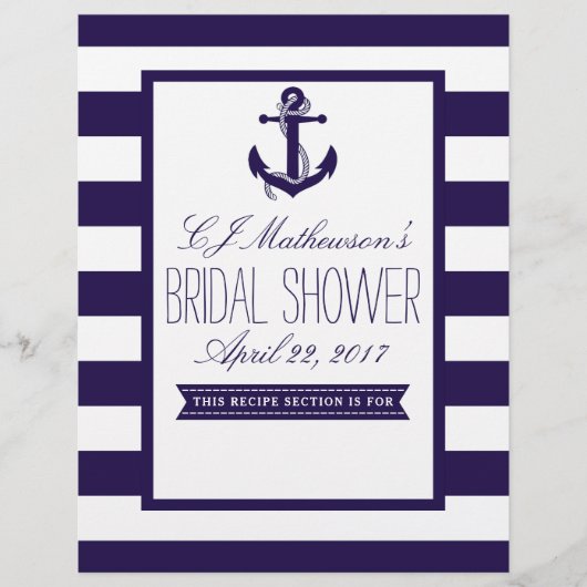 航海のいかりネイビーストライプブライダルシャワー分周器 (正面)