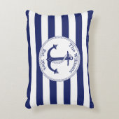 航海のいかりネイビーストライプル・ブルー・ファミリー名 アクセントクッション (正面(垂直))