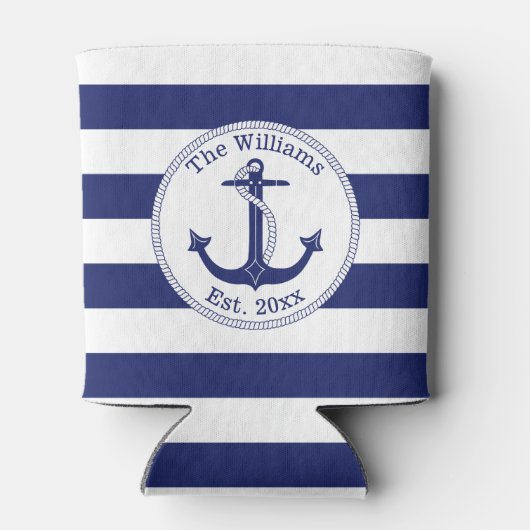 航海のいかりネイビーストライプル・ブルー・ファミリー名 缶クーラー (裏面)