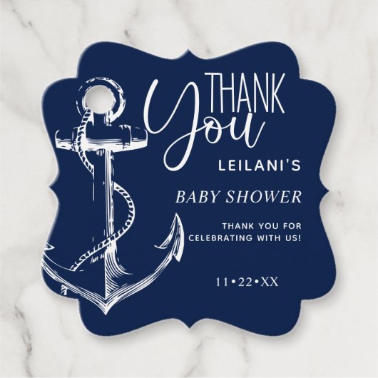 航海のいかりネイビーブルーありがとう フェイバータグ (正面)