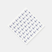 航海のいかりネイビーブルーの白いパターン沿岸 スタンダードカクテルナプキン (角)