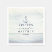 航海のいかりネイビーブルーウォーター色海 スタンダードカクテルナプキン (正面)