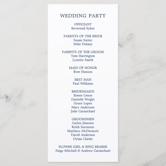 航海のいかりネイビーブルーエレガントウェディング プログラム (裏面)