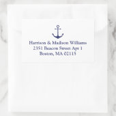 航海のいかりネイビーブルーカスタム差出人住所 長方形シール (バッグ)