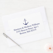 航海のいかりネイビーブルーカスタム差出人住所 長方形シール (封筒)