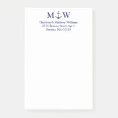 航海のいかりネイビーブルーカップルのモノグラムイニシャル ポストイット (正面)