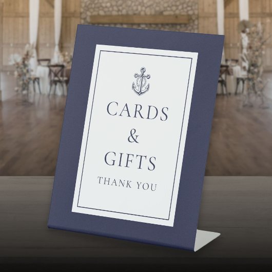 航海のいかりネイビーブルーカードとギフト 台座サイン