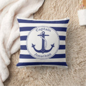 航海のいかりネイビーブルーキャプテンパーソナライズされた クッション (ブランケット)