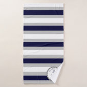 航海のいかりネイビーブルーグレーホワイトストライプ バスタオル (バスタオル)