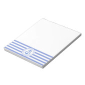 航海のいかりネイビーブルーストライプのパーソナライズされた ノートパッド (回転)