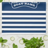 航海のいかりネイビーブルーストライプの キッチンタオル (折り畳み)