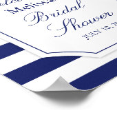 航海のいかりネイビーブルーストライプブライダルシャワー ポスター (角)