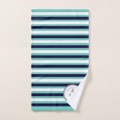 航海のいかりネイビーブルーティール(緑がかった色)ホワイトストライプズ バスタオルセット (ハンドタオル)