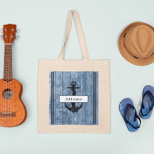 航海のいかりネイビーブルーネーム新学期 トートバッグ