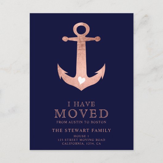 航海のいかりネイビーブルーバラ金ゴールドホーム移動 案内ポストカード (正面)