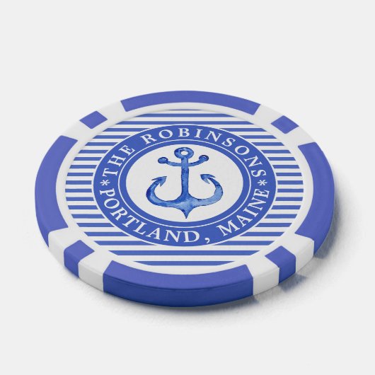 航海のいかりネイビーブルーパーソナライズされた ポーカーチップ (シングル)