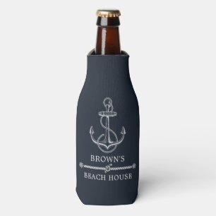 航海のいかりネイビーブルービーチまたはレイクハウス ボトルクーラー