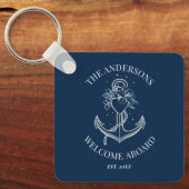 航海のいかりネイビーブルーファミリー名 キーホルダー (正面)