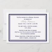 航海のいかりネイビーブルーフレーム2Hブライダルシャワー 招待状 (裏面)