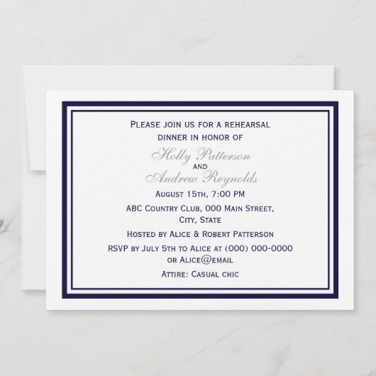 航海のいかりネイビーブルーフレーム2Hリハーサルディナー 招待状 (裏面)