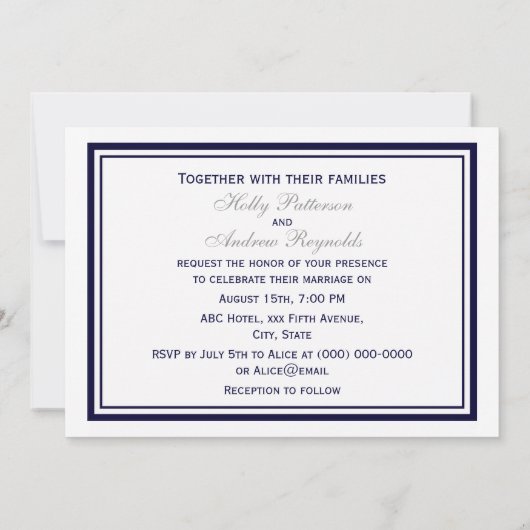航海のいかりネイビーブルーフレーム2H結婚ズ 招待状 (裏面)