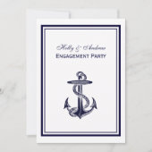 航海のいかりネイビーブルーフレーム2V婚約 招待状 (正面)